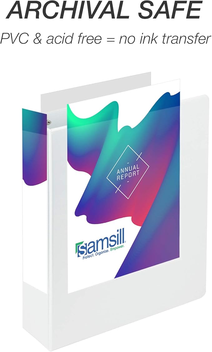 Samsill Durable 2 inch 3 Ring Binder, Made in USA, D Ring Binder, FSC 100% Recycled Chipboard, White, 4 Pack