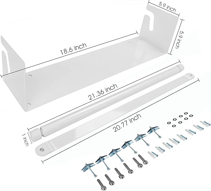 18”Kraft Paper Dispenser Holder Wall Mount, Heavy-Duty Paper Cutter Butcher Paper Dispenser to Do Lists, DIY Drawing, Taking Note, Artwork, Daily Special - White