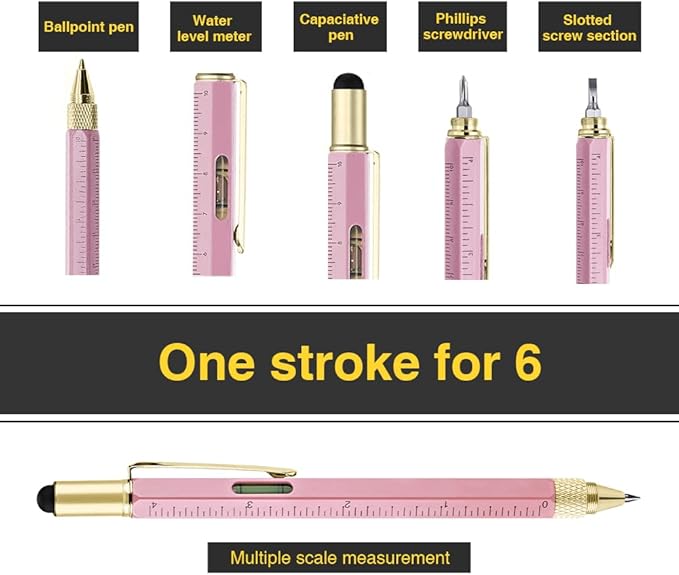 Dad Gifts for Fathers Day, Hongred 6 in 1 Multitool Pen, Stocking Stuffers for Mens Gifts for Him Husband, Father's Day for dad, Birthday for Men, Tools Cool Gadgets,Office Gift