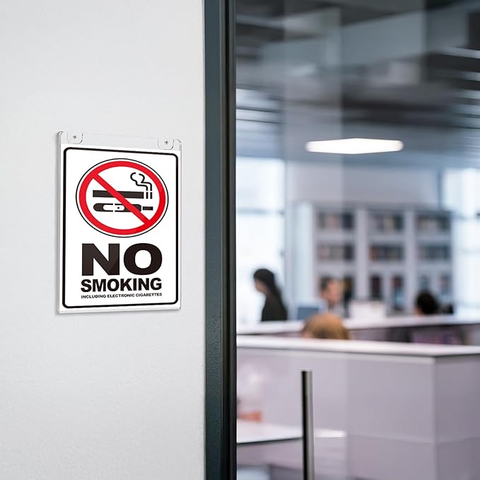 EHWINE 4 Pack 8.5x11 Wall Mount Acrylic Sign Holder, Acrylic Wall Sign Photo Menu Flyer Display Holder, Plastic Clear Picture Adhesive Frames for Office Business Store (Provide Mounting Screws)