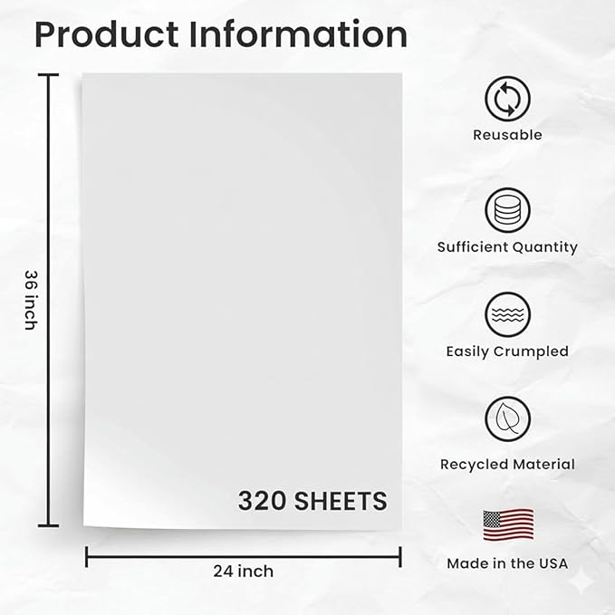 Bryco Goods 24" x 36" Newsprint Packing Paper Sheets for Moving | 320 Sheets | 20lb | Made in USA | Newspaper Paper | Must Have in Your Shipping Supplies