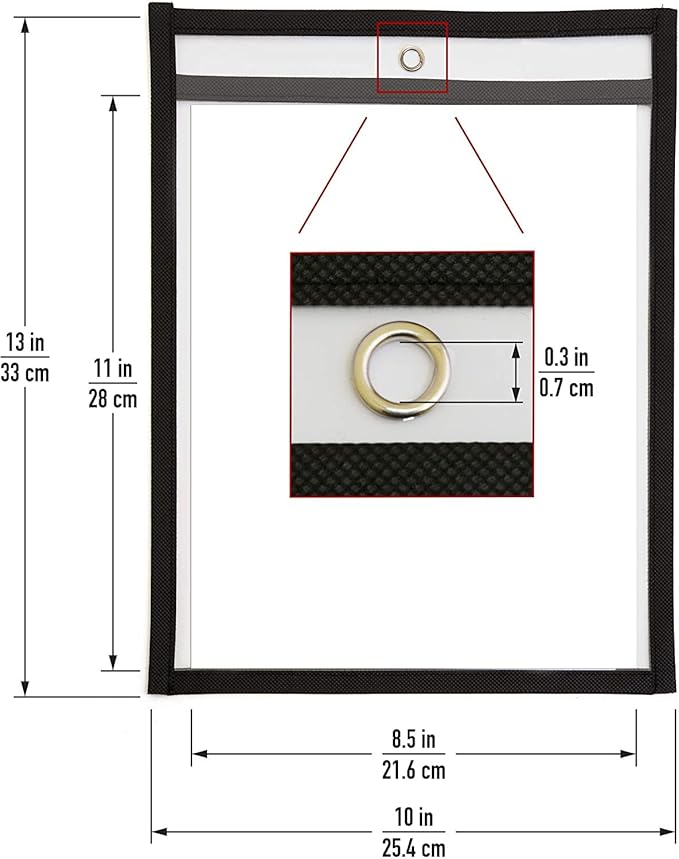 Job Ticket Holders 9x12 - (60 Pack), 8.5 x 11 Letter Size, Dry Erase Pockets, Clear & Black Plastic Sleeves - Durable, Reusable, and Practical for Work & Classroom Organization