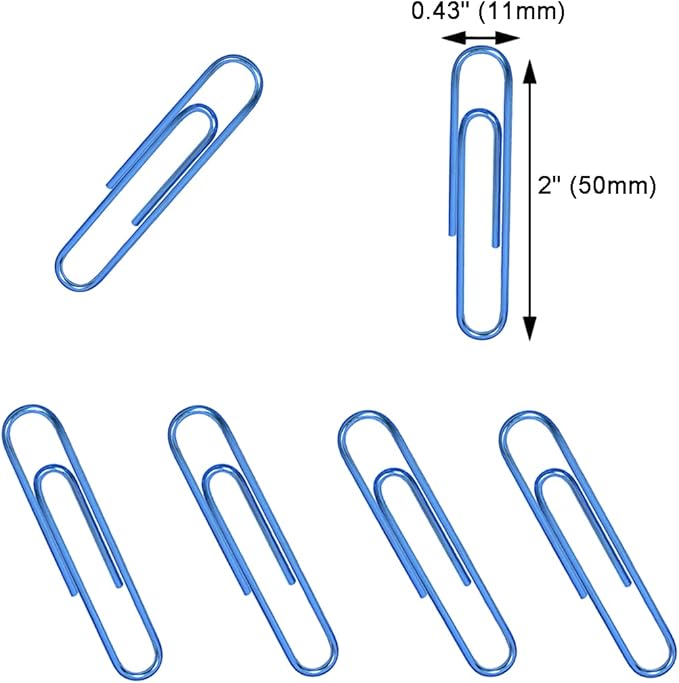 Paper Clips, 2 Inch Large Paper Clips(50mm), Corrosion-Resistant Vinyl Coated PaperClips, Durable and Save-Money, Holds up to 30 Sheets Jumbo Blue PaperClips Great for Home, School and Office