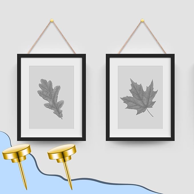 30 Pieces Push Pins, Metal Thumb Tacks for Picture Photo Hanging, Wall Pins for Board Posters Bulletin Maps, Wall Tack for Office Home Decorative (Gold)