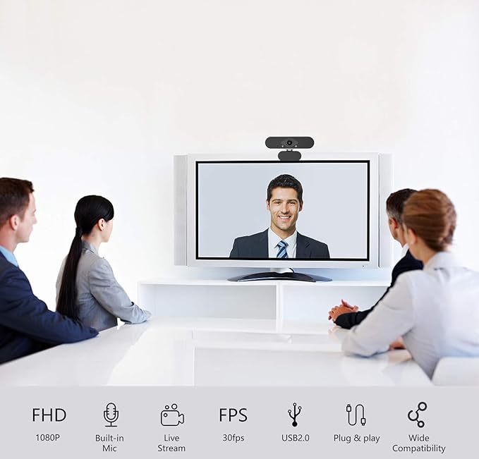 Webcam 1080P HD with Microphone & Privacy Cover, USB Web Cam with Live Streaming HD Video for Mac, PC, Computer and Laptop, Wide Angle Lens 1080P Web Camera with 360 Degree Flexible Mount