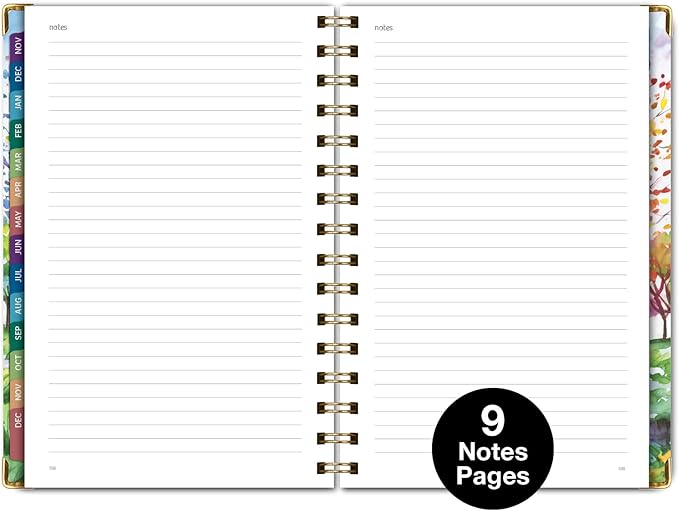HARDCOVER 2026 Planner, 5.5"x8": 14 Months (November 2025 - December 2026), Daily Weekly Monthly Planner, Yearly Agenda, Bookmark, Pocket Folder and Sticky Note Set (Tree Seasons)