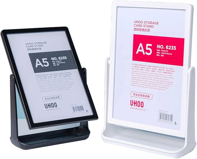 ABS Plastic Sign Holder, Menu Displays T Shape Sign Stand, Rotating Display Stand for Ads, Menu, Photos, Business Card (Black A4 210×297mm/8.27×11.69 inches)