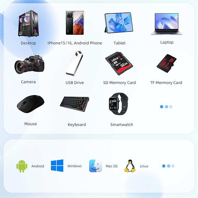 Portable Docking Station External Hard Drive 500GB Storage Hub, Multiport USB-C Huc + HDD 7-in-1, USB 3.0, SD/TF Card, HDD for Windows, Mac, Android, TV, Phone, Laptop, Desktop, PC