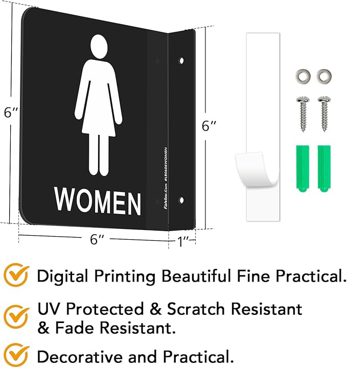 Faittoo Restroom Sign, Bathroom Signs, (2 Pack) 6 x 6 Inches Acrylic Sign, for Office or Business Bathroom and Toilet Door or Wall Decor, Indoor Outdoor Use (Men and women Set)
