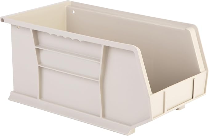 Hudson Exchange 15" x 8" x 7" Plastic Stackable Storage Bin and Hanging Container (Stone, 1 Pack)