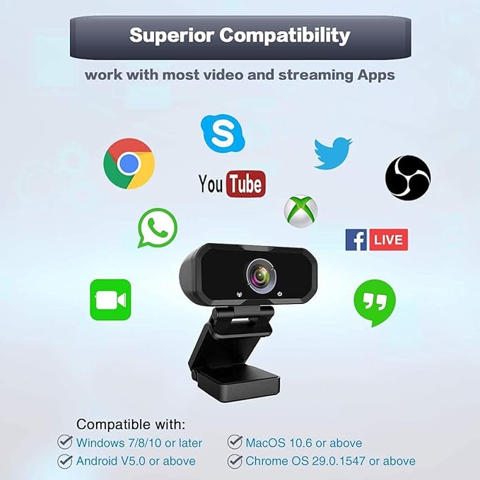 USB-C 1080P Webcam Compatible with Switch 2/ PC - Streaming Camera for Zoom/Teams/Skype, Plug&Play PC/Mac/Laptop