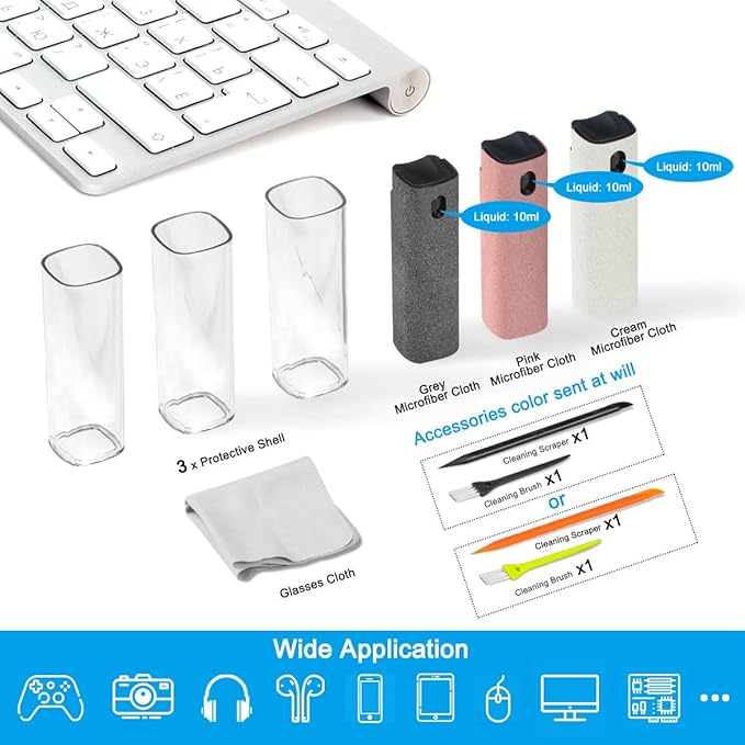 walrfid 3Pcs Car Screen Cleaner, Computer Screen Cleaner Spray and Wipe, Laptop Cleaner Kit for Cleaning iPad, iPhone, Cellphone, MacBook, Car Display, Electronic Device Screen, Grey Pink Cream