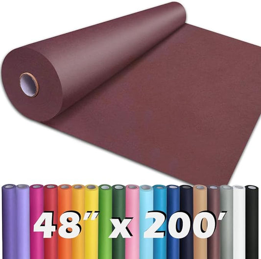 PerkHomy 48" x 2,400" (200') Wine Red Kraft Paper Roll for Craft Bulletin Board Paper Art Table Covering Crafting Gift Wrapping Bouquet Packing Parcel 80GSM 55LB (Wine Red, 48" x 200')