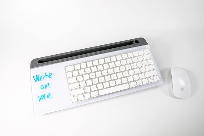 Glassboard Studio Glass Dry Erase Doodle Tray for Desktop Office Supply Storage - Marker and Eraser Included (8 Markers, Gray)