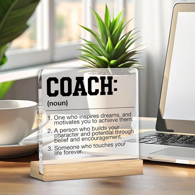Coach Gifts for Men Women, Best Gift for Coaches, Gifts for Coach, Coach Definition Acrylic Desk Sign Office Decor