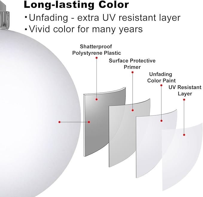 White 4.0" Large Christmas Balls - Christmas Tree Decoration Ornaments Shatterproof Hanging Balls for Birthday Halloween Holiday Wedding Decorations Set of 4pcs