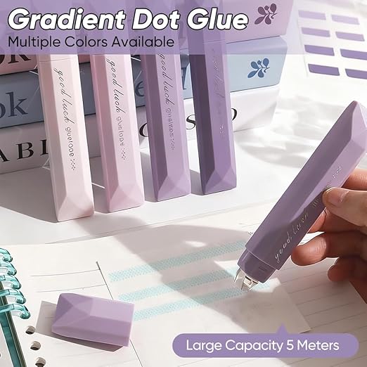 4-Pack Strong Double Sided Tape Roller, 0.23in x 16.4ft Adhesive Tape Glue for Gift Wrapping, Junk Journals, Paper Crafts, Essential Scrapbooking Supplies, Photo Mounting, School Office (Green)