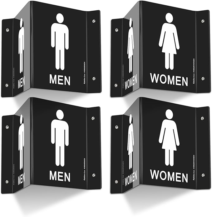 Faittoo Restroom Sign, Bathroom Signs, (4 Pack) 6 x 8 Inches Acrylic Sign, for Office or Business Bathroom and Toilet Door or Wall Decor, Indoor Outdoor Use, Black (Men and women Set)