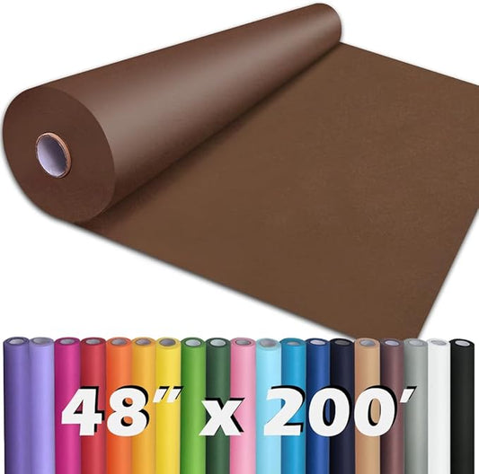 PerkHomy 48" x 2,400" (200') Coffee Kraft Paper Roll for Craft Bulletin Board Paper Art Table Covering Crafting Gift Wrapping Bouquet Packing Parcel 80GSM 55LB (Coffee, 48" x 200')