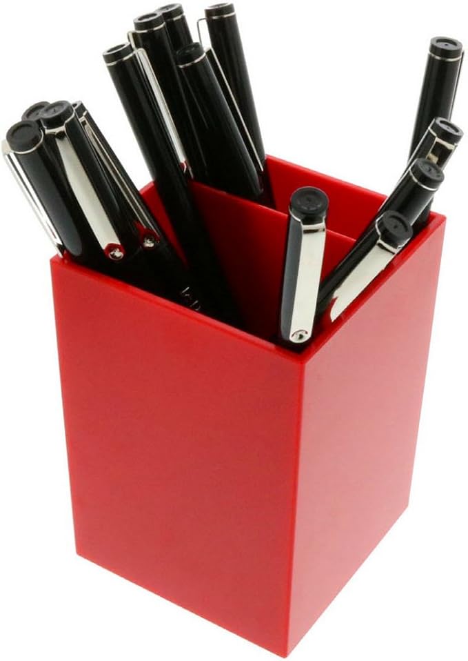 JAM PAPER Plastic Pen Holder - Red - Desktop Pencil Cup - Sold Individually