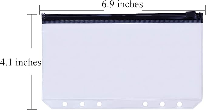 Antner 12PCS A6 Binder Pockets 6-Hole Budget Cash Envelopes Multicolor Zipper Money Organizer for Cash Stuffing, Waterproof PVC A6 Planner Inserts Binder Pouches Loose Leaf Document Storage Bags