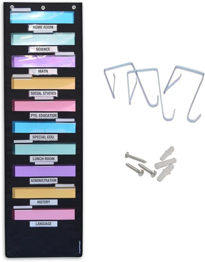 Ultimate Office WalMaster Heavy Duty, 10-Pocket Wall Chart Filing System WITH LABEL HOLDERS for Classroom and Office, File Organizer Includes Mounting Hardware & Door Hooks POCKETFILES SOLD SEPARATELY