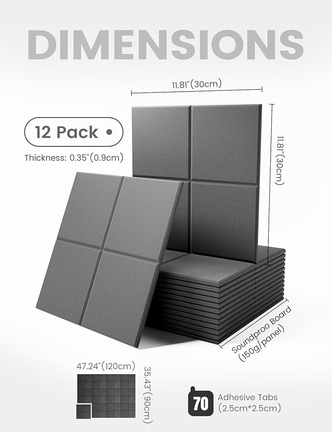 Large Felt Bulletin Board 48" x 36" Cork Board Alternative-12 Pack with 70 Safe Removable Adhesive Tabs, Cork Boards for Walls Cork Board for Home Office Classroom Pin Board-Charcoal Gray