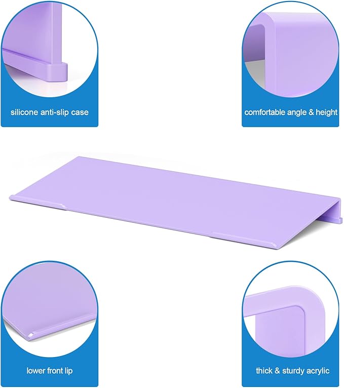 WINFFOR Comfortable Computer Keyboard Stand - Ergonomic Keyboard Riser Acrylic Tilted Keyboard Holder for Easy Typing&Working at Home Office - Fits All Keyboard Sizes - 17'' Wide (Purple)