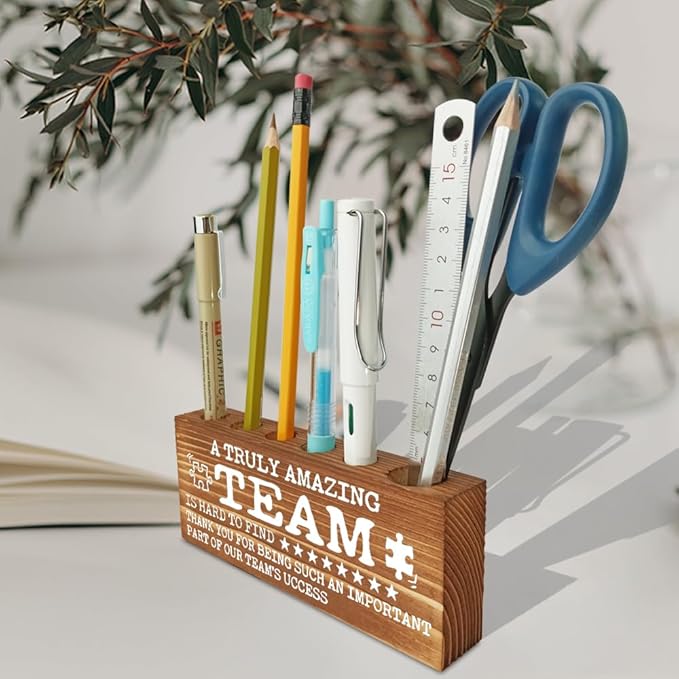 FOKCBOCM A Truly Amazing Team is Hard to Find, Inspirational Team Office Decor, Appreciation gifts for Team, Going Away Gift Retirement Gift for Coworker Boss, Farmhouse Organizer Pen Holder-DBB24