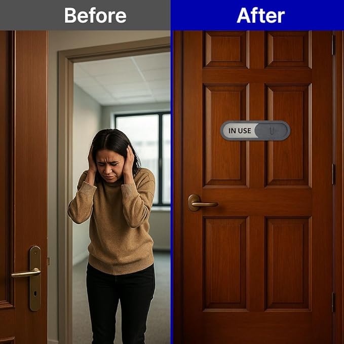 GEEKBEAR In Use Available Slider Door Sign for Home Office - Premium MDF, 7.5 x 2.2 in (Blue)