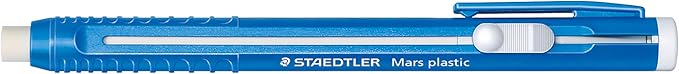 STAEDTLER Mars Plastic Eraser Pen with Refillable Holder, German-Made Eraser for Pencils, Smudge-Free & Tear-Free Precision, Retractable Design with Clip, Blue