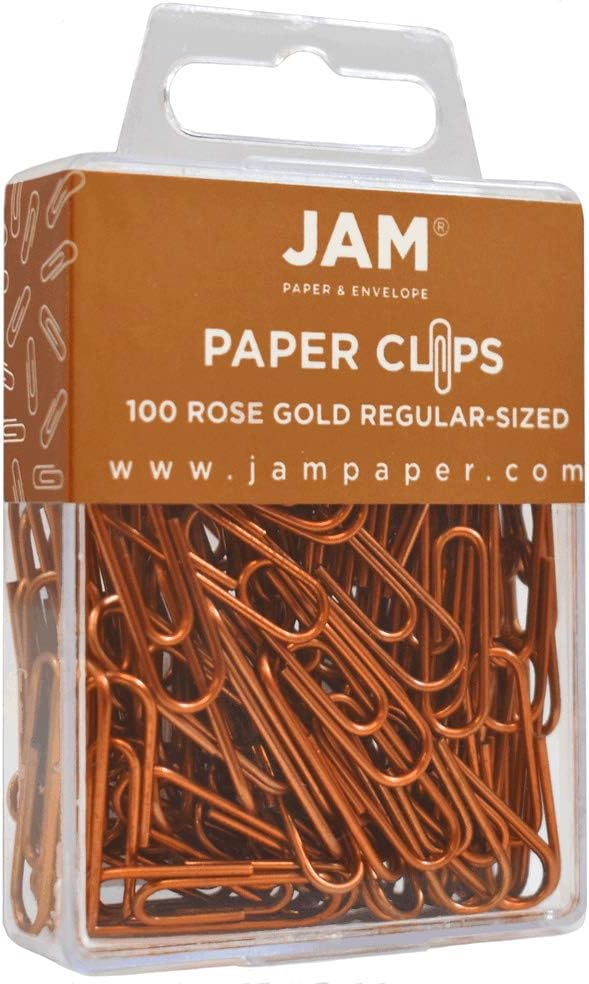 JAM Paper Colored Standard Paper Clips - Small - Rose Gold - 100/pack