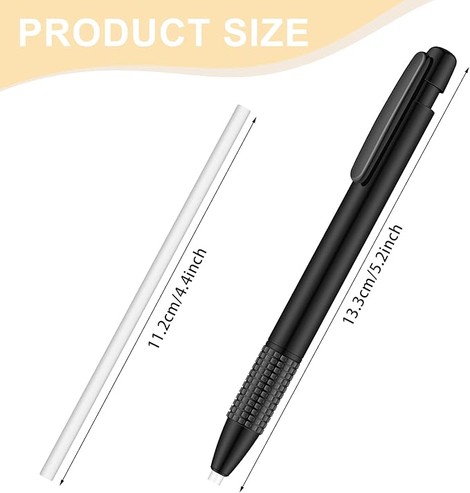 Eersida Retractable Eraser and Refill Mechanical 3.8 mm Pen Style Art Erasers for Artists Drawing Painting, Students Teacher Adult Office School Home(2 Packs)