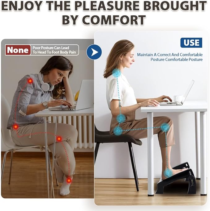 Foot Rest, Six Heights Adjustable Foot Rest for Under Desk at Work, Ergonomic Foot Stool for Under Office Desks, Under Desk Footrest with Foot Massage Roller, Office Leg Rest (Classics)