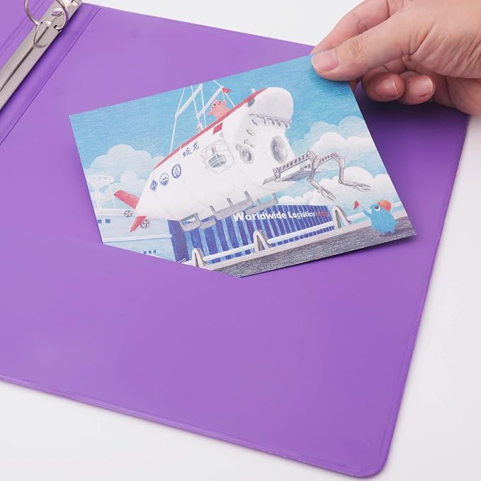 COMIX 3 Ring Binder 1 inch with Clear View Cover, 1" View Binder Holds 200 Sheets of US Letter Size Paper, 6 Pack (Purple)