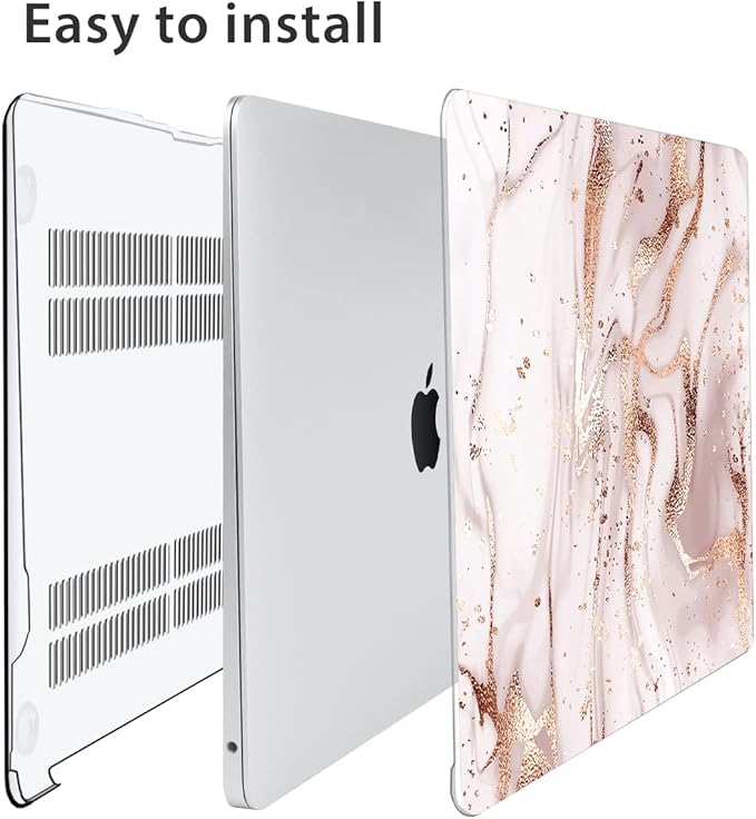 Compatible with MacBook Air 13 inch Case 2022 2021 2020-2018 Release M1 A2337 A2179 A1932 with Touch ID, Hard Print Case + Keyboard Skin + Webcam Cover + Screen Protector, Abstract Marble