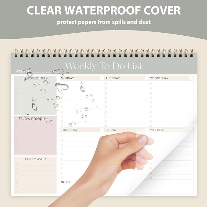 Weekly To Do List Notepad, Undated Planner with 52 Sheets (8.5''x11''), Desk Weekly Planner for Women & Man, Home School & Work