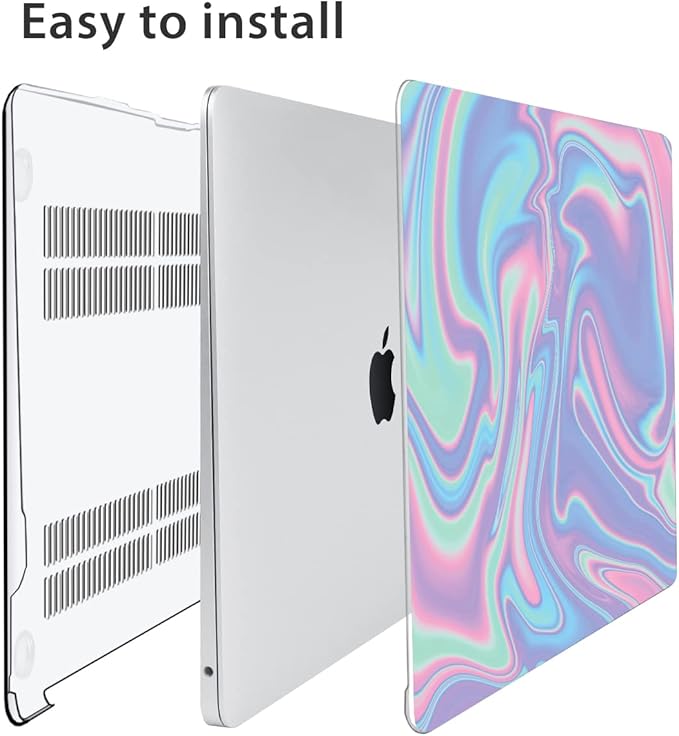Compatible with MacBook Air 13 inch Case 2022 2021 2020-2018 Release M1 A2337 A2179 A1932 with Touch ID, Hard Print Case + Keyboard Skin + Webcam Cover + Screen Protector, Abstract Liquid