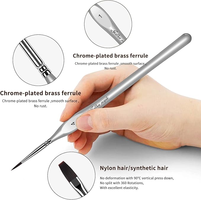 Golden Maple Detail Paint Brush Set, 15 PC Miniature Painting Brushes Kit Small Fine Paint Brush Set for Acrylic, Enamel, Watercolor, Oil, Model Painting