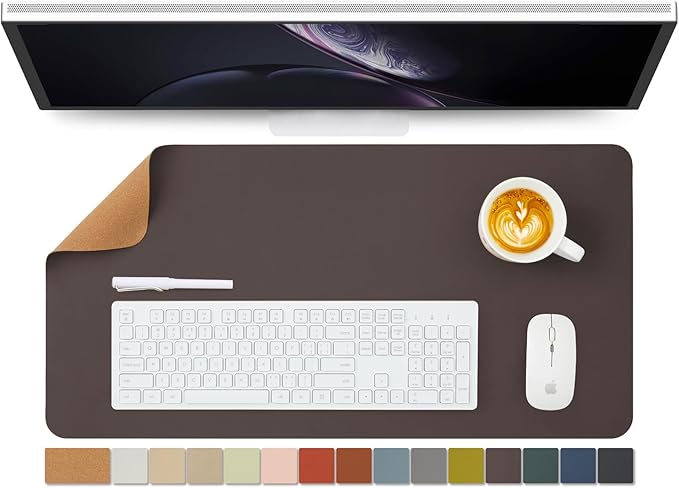 Cork Desk Mat - Dual-Sided Desk Pad for Office and Home - Desk Organization and Accessories - Ideal for Large Mouse Pad and Desk Mats on Top of Desks(Coffee,27.6"x 13.8")