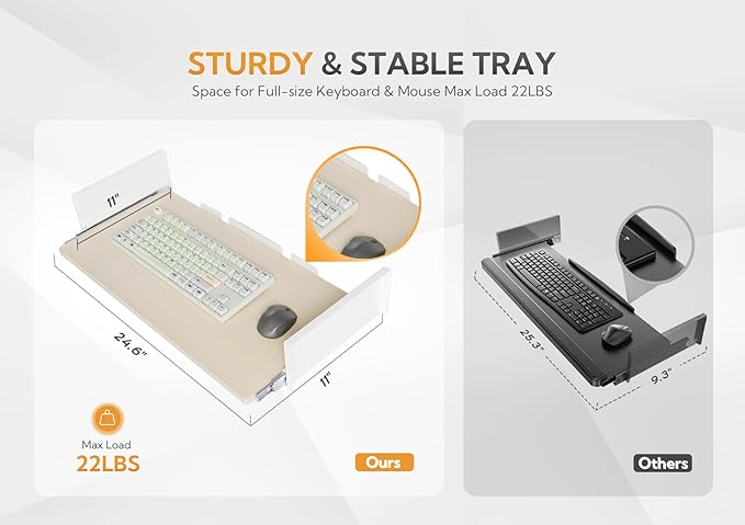 YDN Standing Desk with Keyboard Tray, 48 Inch Height Adjustable Desk with Cable Management, Natural Stand Up Desks for Home and Office, 48inch Natural