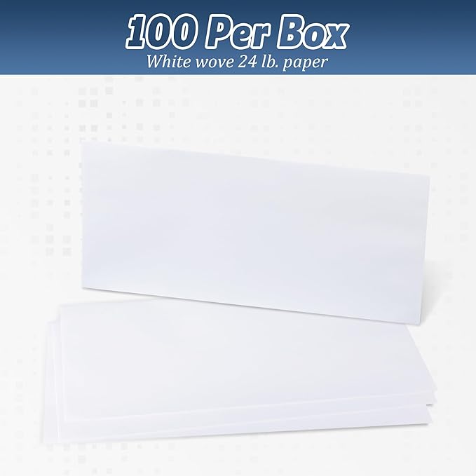 Yeplan 100PCS #10 Envelopes Letter Size Self Seal Business Envelopes No Window Security Mailing Envelopes Size 4-1/8 x 9-1/2 Inch - White 24LB Paper