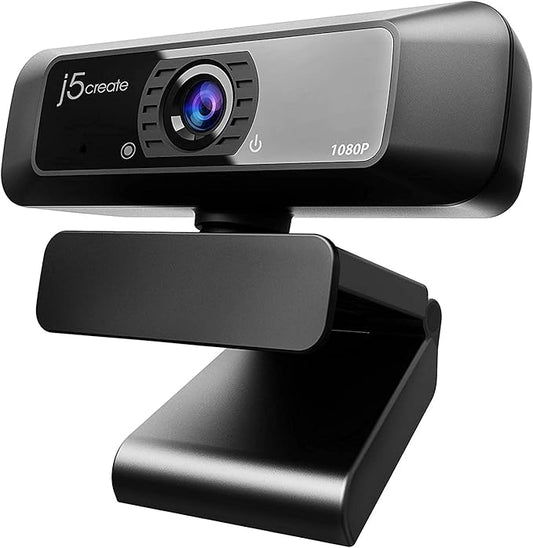 j5create USB Streaming Webcam - 1080P HD with 360° Rotation, High Fidelity Microphone, Plug and Play for PC/Mac/Laptop/Desktop/Skype/YouTube/Zoom/Facetime, Suitable for Conferencing/Calling (JVCU100)