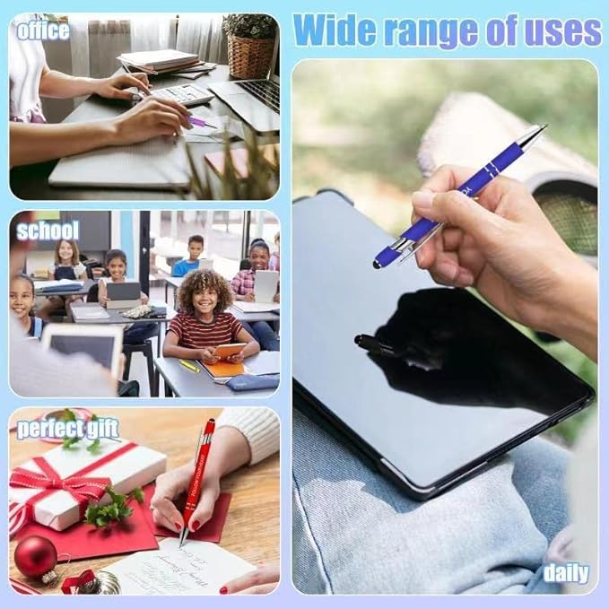 50 Pieces Inspirational Pens, Motivational Ballpoint Pen with Stylus Tip Funny Ink Pens Bulk Inspirational Gifts for Women Coworkers Office Supplies Black Ink