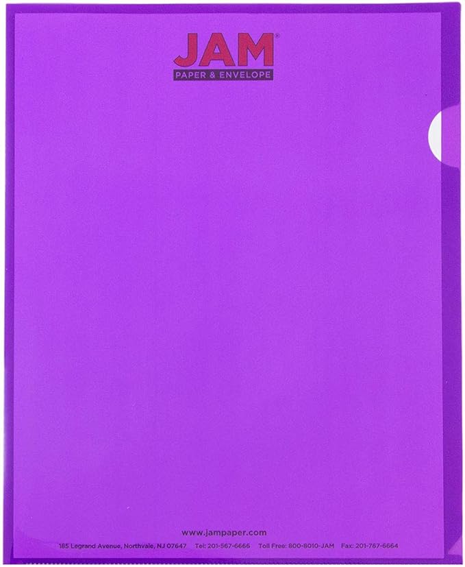 JAM PAPER Plastic Sleeves - Letter Size - 9 x 11 1/2 - Assorted Color Project Pockets - 12 Page Protectors/Pack