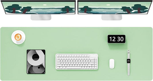 Hsurbtra Desk Pad, 48" x 17" PU Leather Desk Mat, XXXL Extended Mouse Pad, Waterproof Desktop Blotter Protector, Non-Slip Ultra Thin Large Laptop Keyboard Writing Mat for Office Home, Lake Green