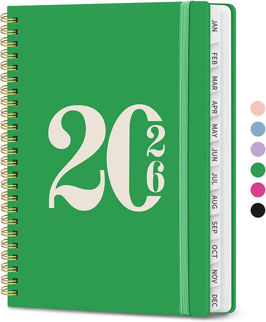 2026 Planner, Weekly and Monthly Calender Planner, Jan 2026 to Dec 2026, Hardcover 2026 Calendar Planner Book with Tabs & Inner Pocket, Office Home School Supplies for Women & Men - A5 (6.3" x 8.5"), Racing Green