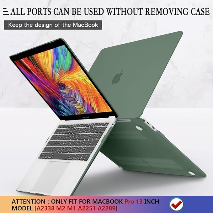 CISSOOK Case Compatible with MacBook Pro 13 inch 2025-2020 Release Model A2338 A2251 A2289, Hard Shell Case Midnight Green Cover with Keyboard Cover for MacBook Pro 13" M1 M2