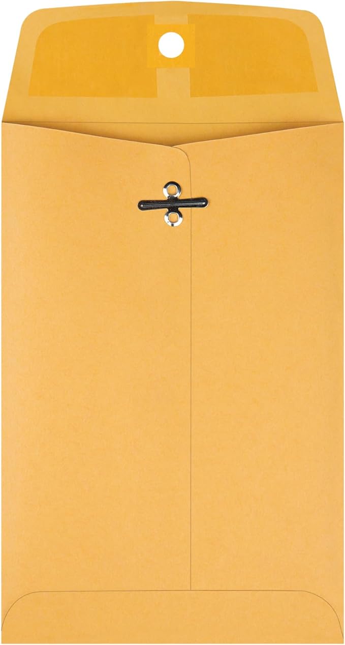 Quality Park 5 x 7-1/2 Clasp Envelopes, Clasp and Gummed Closures for Storing and Mailing, 28 lb Kraft Paper, 100 per Box (QUA37835)