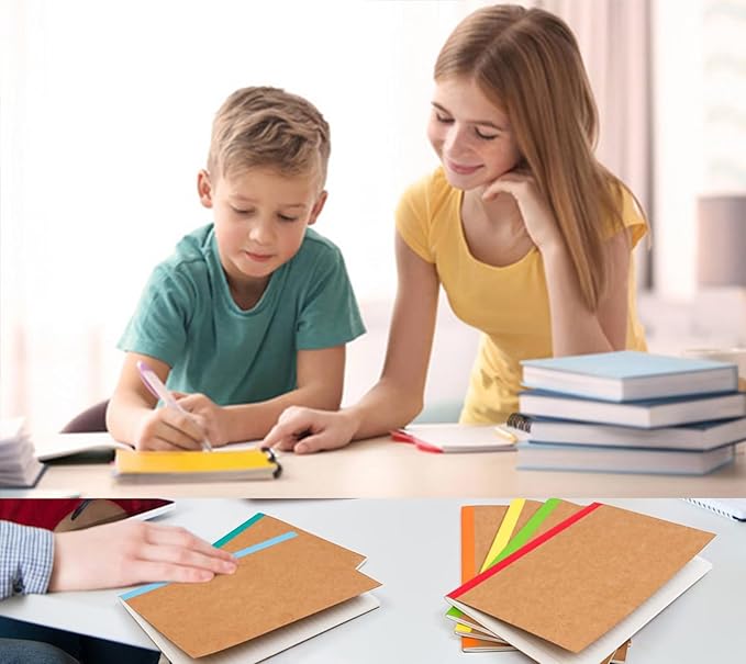 12 Pack Notebooks Lined Journal Bulk Writing Diary Planner with Thick Paper, 60 Pages, 30 Sheets, 8.3x5.5 inch for Home, Office or School Supplies, A5 Kraft Notebook